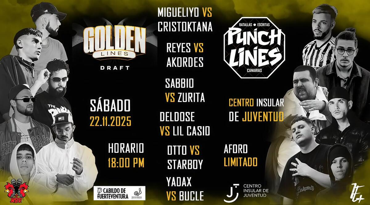 cartel GOLDEN LINES: DRAF PUNCH LINES: FECHA 4 Miraelbuenrap
