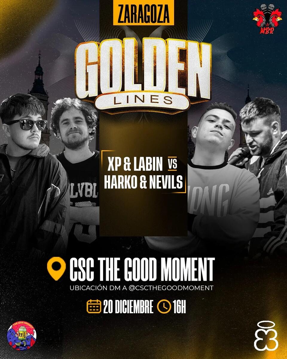 cartel Zaragoza Golden Lines - Cuarta Batalla Miraelbuenrap